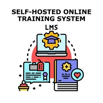 Online training system learning management process concept Stock Illustration