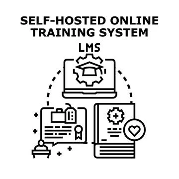 Online training system learning management process concept Illustrazione stock