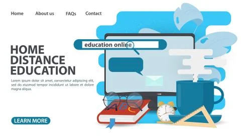Online training web page design computer monitor with search bar home educati Stock Illustration
