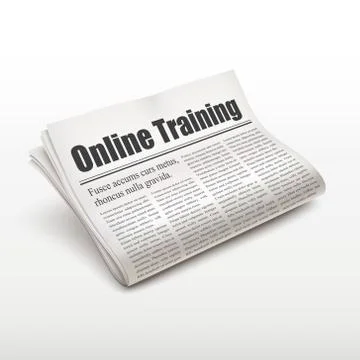 Online training words on newspaper Stock Illustration