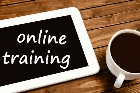 Online training words on tablet pc Foto stock