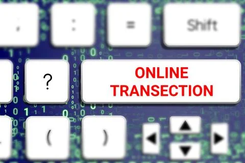 Online transaction button on key board and code numbers. Stock Illustration