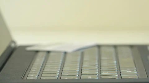 Online transaction, close up of man hands typing credit card number Stock Footage 48990240
