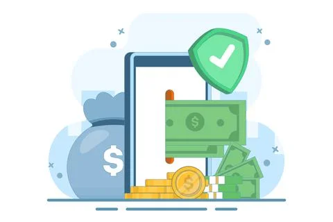 Online Transaction Concept. Mobile payment and online payment via mobile phone. Stock Illustration