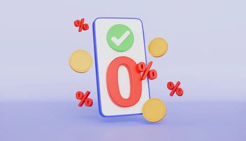 Online transaction interest free zero percent promotion in payment Stock Illustration