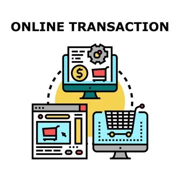 Online transaction process global internet commerce concept Stock Illustration