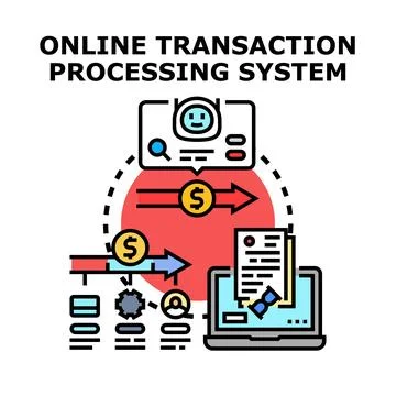 Online transaction processing system with digital data handling Stock Illustration