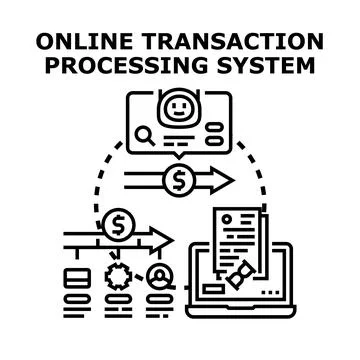Online transaction processing system with digital data handling Stock Illustration
