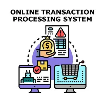 Online transaction processing system handling digital payments Stockillustratie