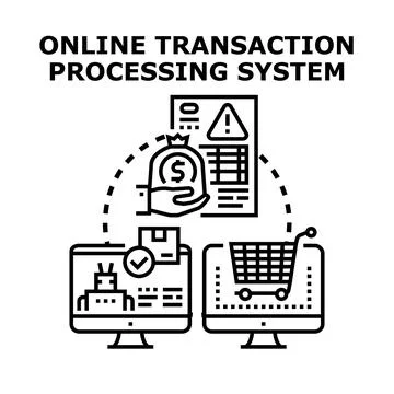 Online transaction processing system handling digital payments Stock Illustration
