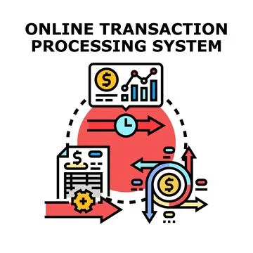 Online transaction processing system optimizing financial data flow Stock Illustration