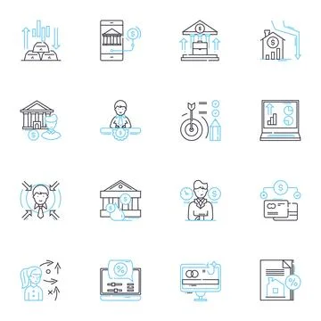 Online transactions linear icons set. E-commerce, Digital payments, Credit card Stock Illustration