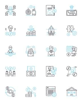 Online transactions linear icons set. E-commerce, Digital payments, Credit card 스톡 일러스트