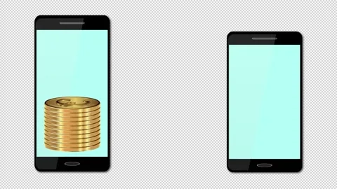 Online transfer with a mobile application. Smartphone and euro coins. 스톡 동영상 157479144