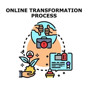 Online transformation process bringing business opportunity and success Stock Illustration