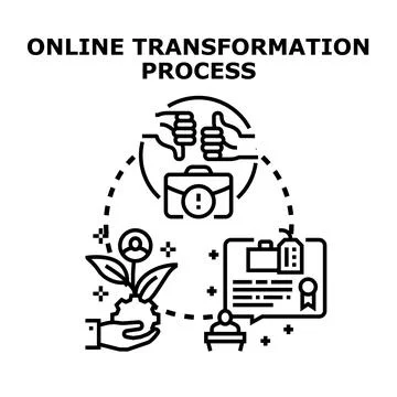Online transformation process bringing business opportunity and success Stock Illustration