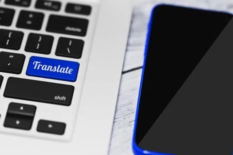 Online translating application concept Stock Photos