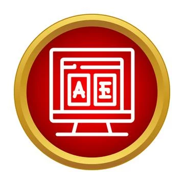 Online translation service on computer screen icon 스톡 일러스트