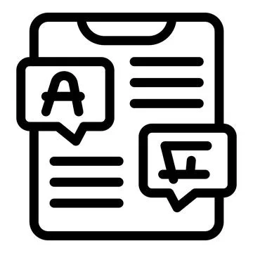 Online translator application translating document from foreign language Stock Illustration