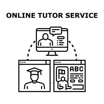 Online tutor service offering remote education and study Stock Illustration