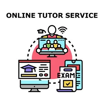 Online tutor service providing remote education and learning support 스톡 일러스트
