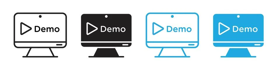 Online Tutorial and Demonstration Video Icon for Virtual Learning Stock Illustration