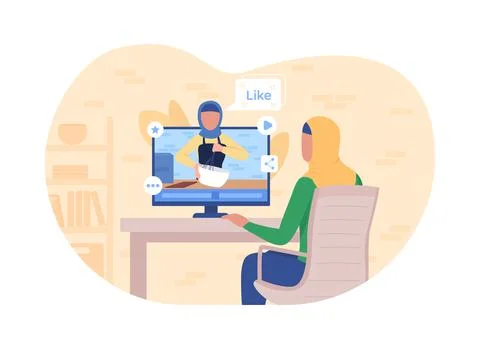 Online tutorial on baking 2D vector web banner, poster イラスト素材