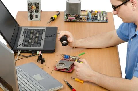 Online tutorial of computer graphics card Stock-Fotos