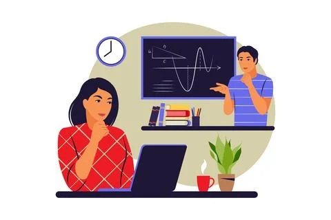 Online tutorial concept. Learning, courses, tutorials. Vector illustration. F Stock Illustration