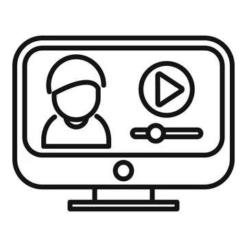 Online tutorial icon with play button Stock Illustration