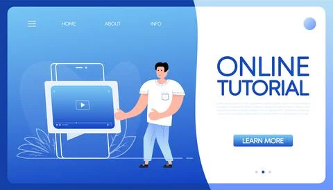 Online tutorial with people. Vector concept. Isometric vector illustration Stock Illustration