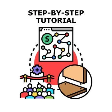 Online tutorial teaching business process and assembly Illustrazione stock