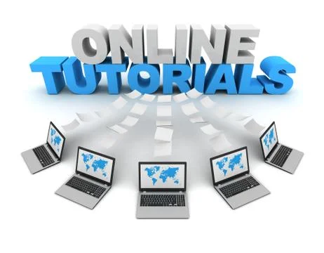 Online tutorials 3d concept illustration Illustrazione stock