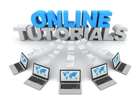 Online tutorials 3d concept illustration Illustrazione stock