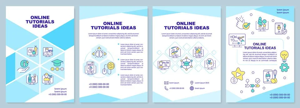 Online tutorials ideas turquoise brochure template Stock Illustration