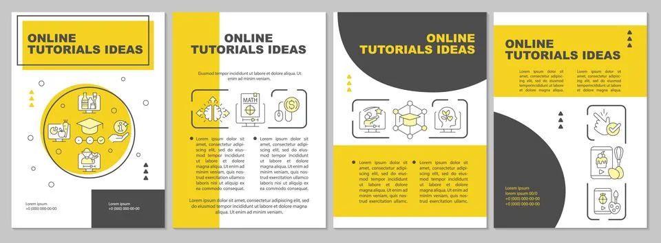 Online tutorials ideas yellow brochure template Stock Illustration