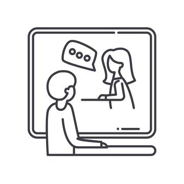 Online tutorials line icon, outline symbol, vector illustration, concept sign イラスト素材