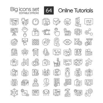Online tutorials linear icons set イラスト素材