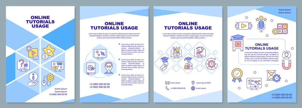 Online tutorials usage brochure template Stock Illustration