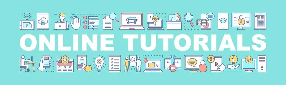 Online tutorials word concepts banner Stock Illustration