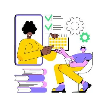 Online tutoring app and software abstract concept vector illustration. Stock Illustration