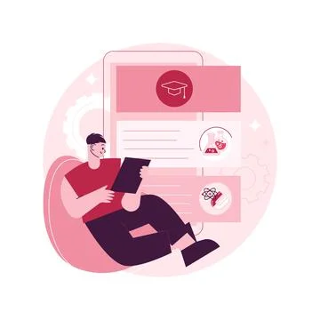 Online tutoring app and software abstract concept vector illustration. Illustrazione stock