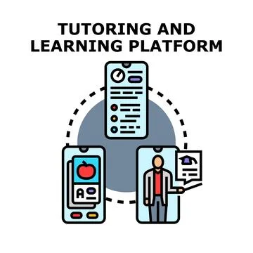 Online tutoring learning platform concept and skill development Stock Illustration