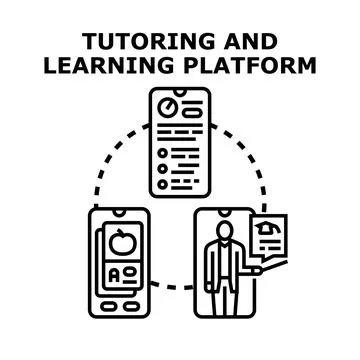 Online tutoring learning platform concept and skill development Stock Illustration