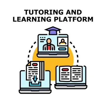 Online tutoring learning platform connecting students and teachers Stock Illustration