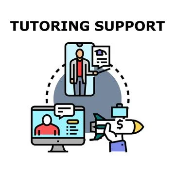 Online tutoring support lesson and business education Stock Illustration