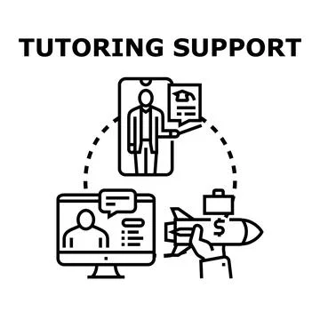 Online tutoring support lesson and business education Stock Illustration