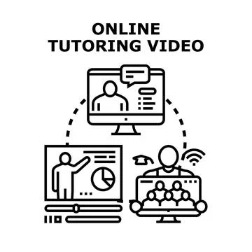 Online tutoring video learning concept vector illustration Illustrazione stock