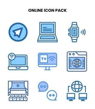 Online Two Colour Icons Pack イラスト素材
