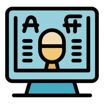 Online typography course showing font selection on computer screen Stock Illustration